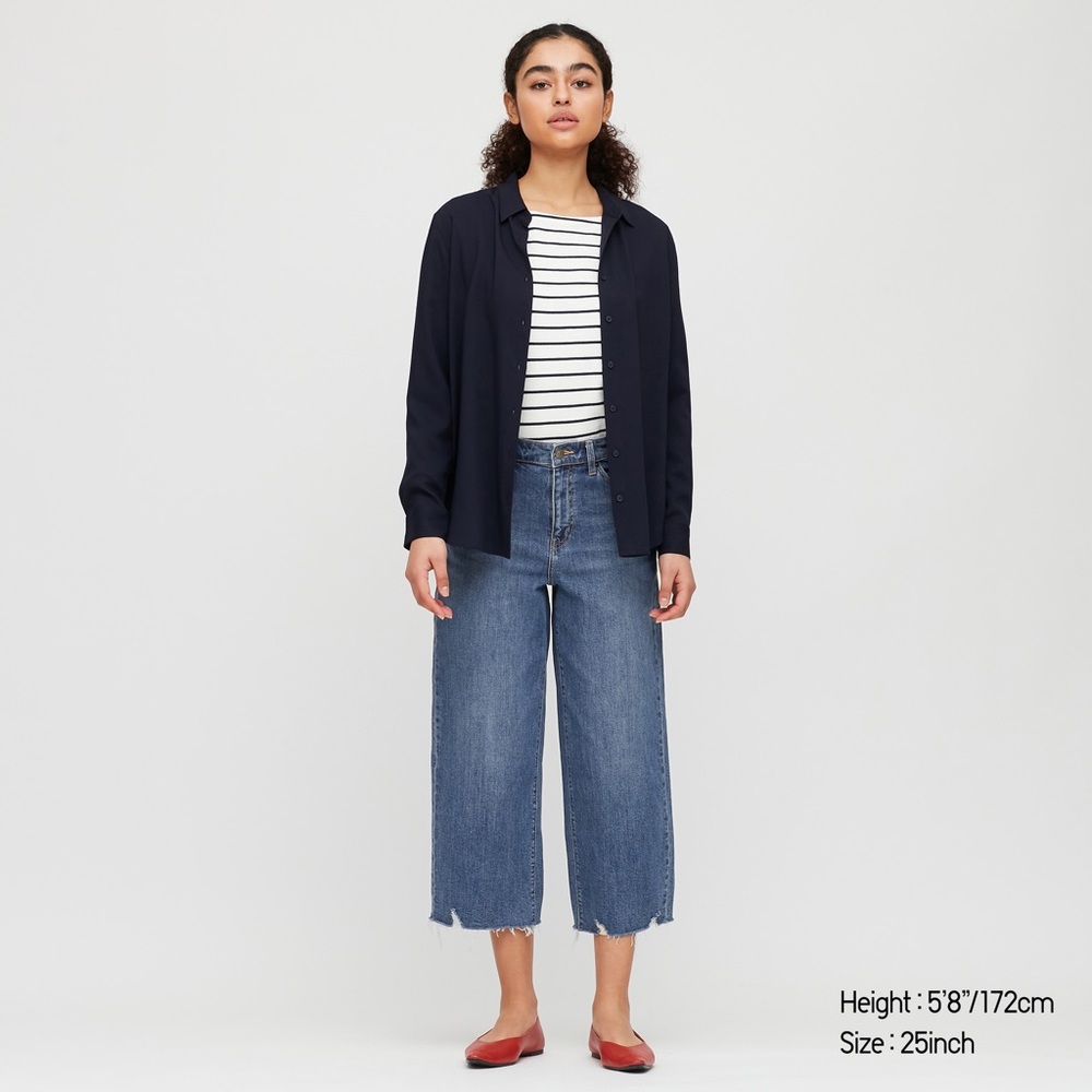 Uniqlo high rise wide cropped jeans